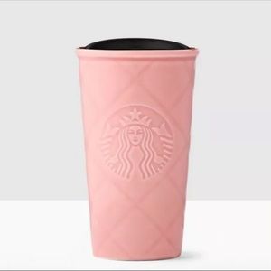 Starbucks • 2016 Quilted Siren Pink Ceramic Travel Mug 10 FL OZ